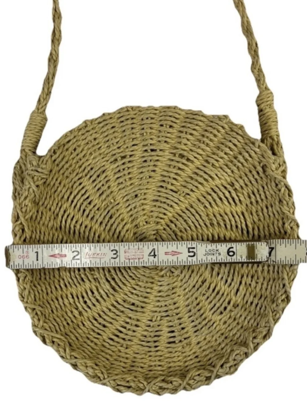 Handwoven Round Straw Shoulder Bag in Natural - Brand Unspecified